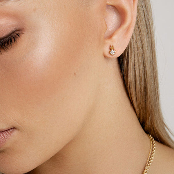 FE1825 925 Sterling Silver Cluster Princess CZ StudsEarring