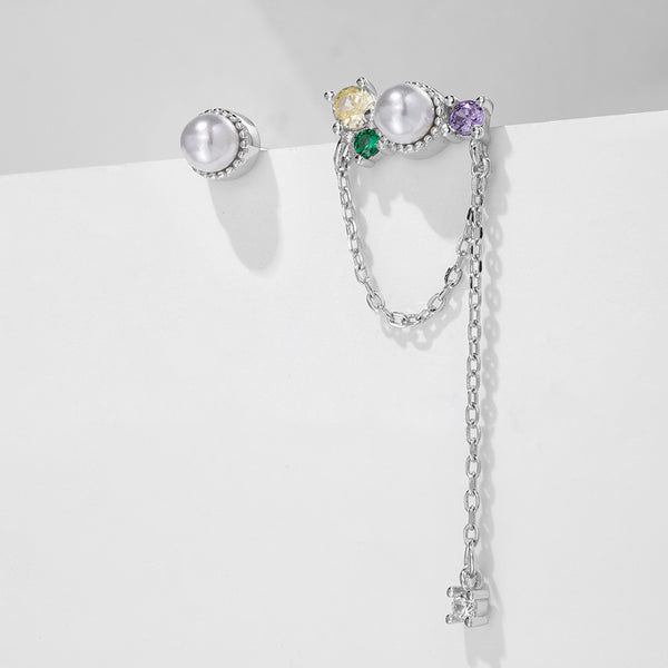 FE1836 925 Sterling Silver Women Stud Chain Earring