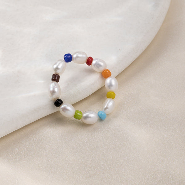 FJ0798 FJ0799 FJ0800 FJ0801 Freshwater Pearl Elasticity Adjustable Ring
