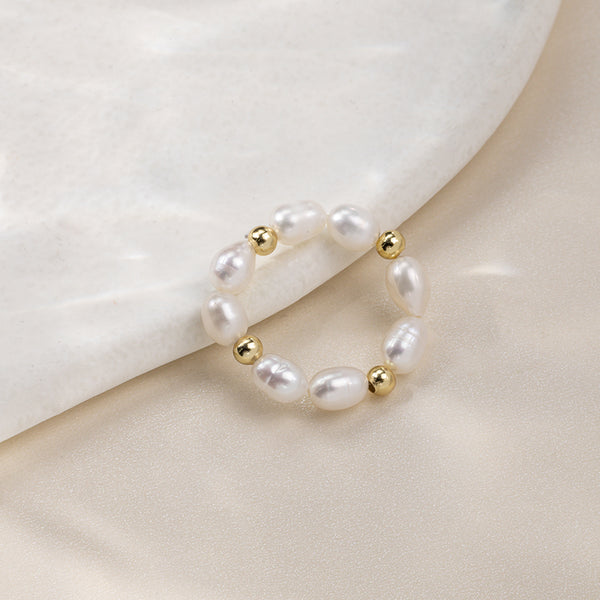FJ0798 FJ0799 FJ0800 FJ0801 Freshwater Pearl Elasticity Adjustable Ring