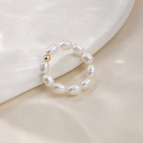 FJ0798 FJ0799 FJ0800 FJ0801 Freshwater Pearl Elasticity Adjustable Ring