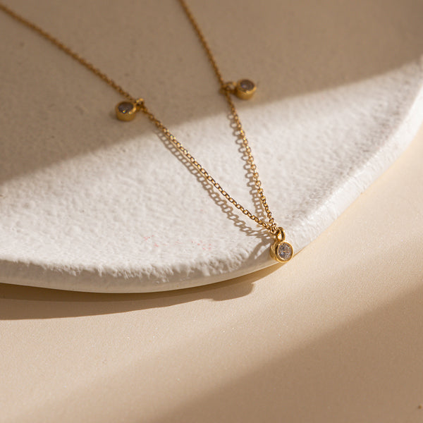 FX0286 925 Sterling Silver Diamonds Beaded Necklace