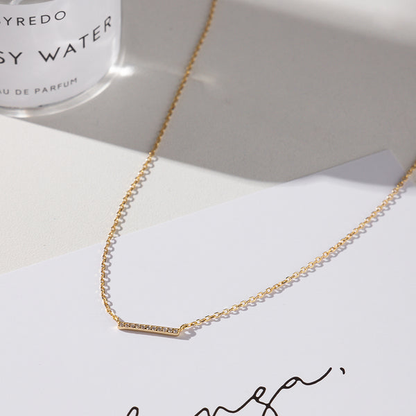 FX0288 925 Sterling Silver Diamonds Line Necklace