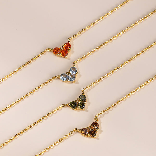 FX0767 925 Sterling Silver Colorful 12 Months Birthstone Necklace