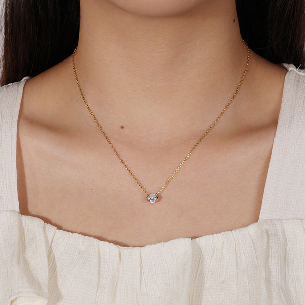 FX0858 925 Sterling Silver Single Big CZ Women Necklace