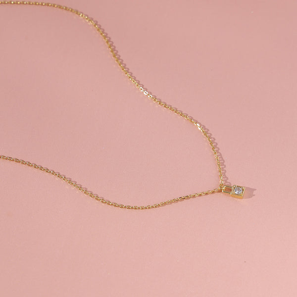 FX0863 925 Sterling Silver Pave Cubic Zirconia Lock Pendant Necklace