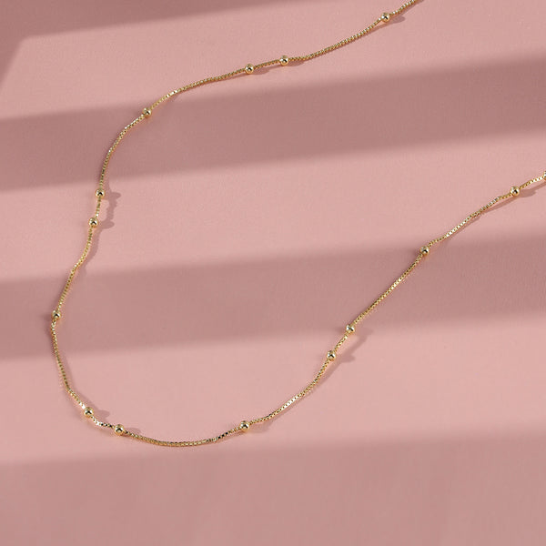 FX0868 925 Sterling Silver Trendy Gold Beaded Chain Necklaces For Women