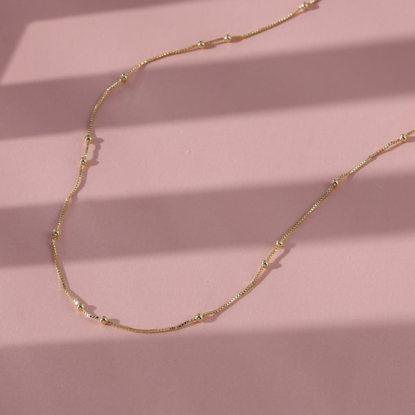 FX0868 925 Sterling Silver Trendy Gold Beaded Chain Necklaces For Women