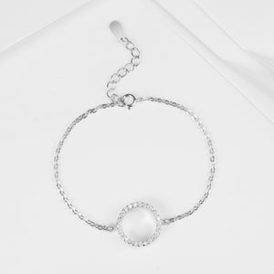 GS2052 925 Sterling Silver Circle Zorconia Chain Bracelet
