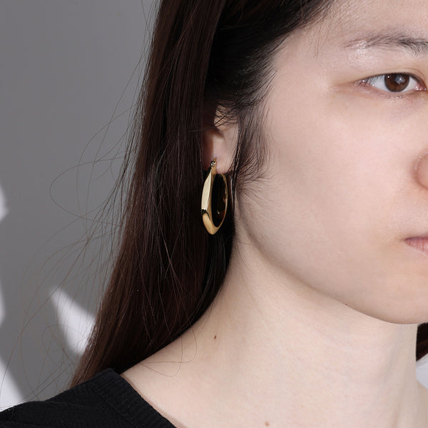 FE1977 925 Sterling Silver Geometric Pentagon Solid Chunky Hoops Earring