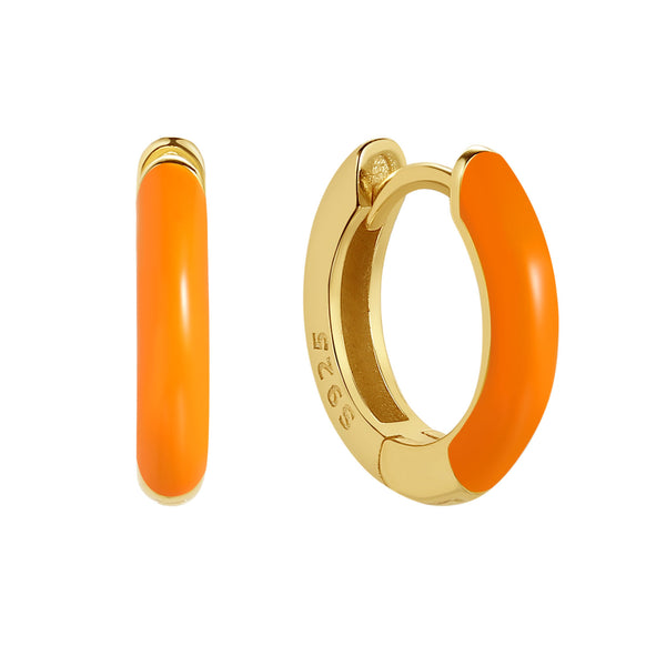FE1790 925 Sterling Silver Enamel Hoop Earring