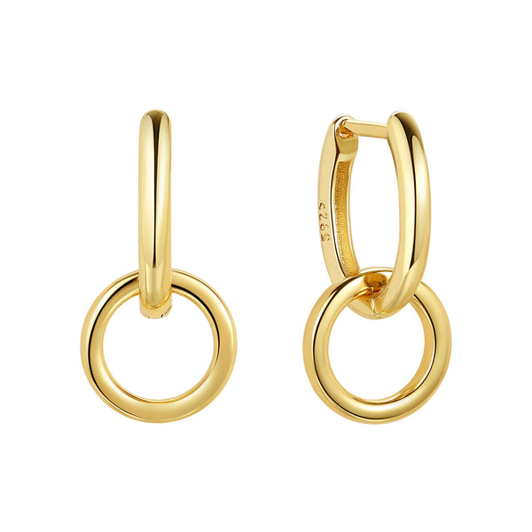 FE1795 925 Sterling Silver Interlock Dangle Hoop Earring