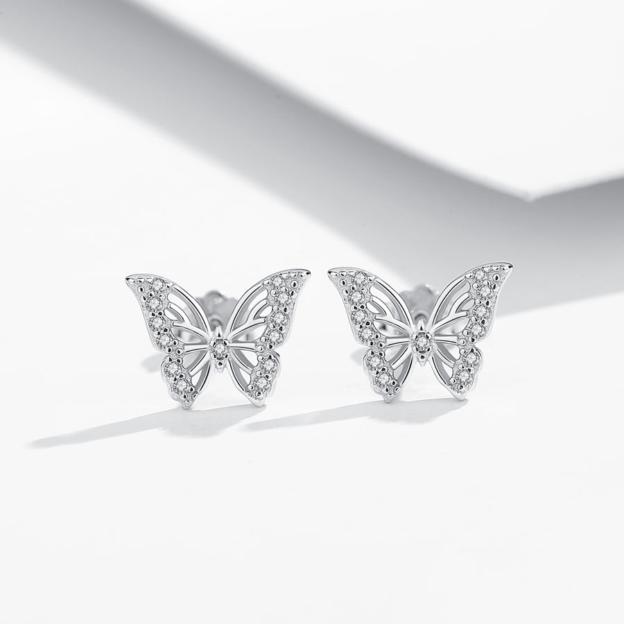 GE3076 925 Sterling Silver Butterfly Stud Earring