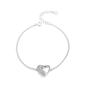 GS2004 925 Sterling Silver Shinning Iced Cut  Heart Bracelet