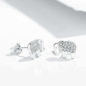 GE3007 925 Sterling Silver Cute Elephant Stud Earring