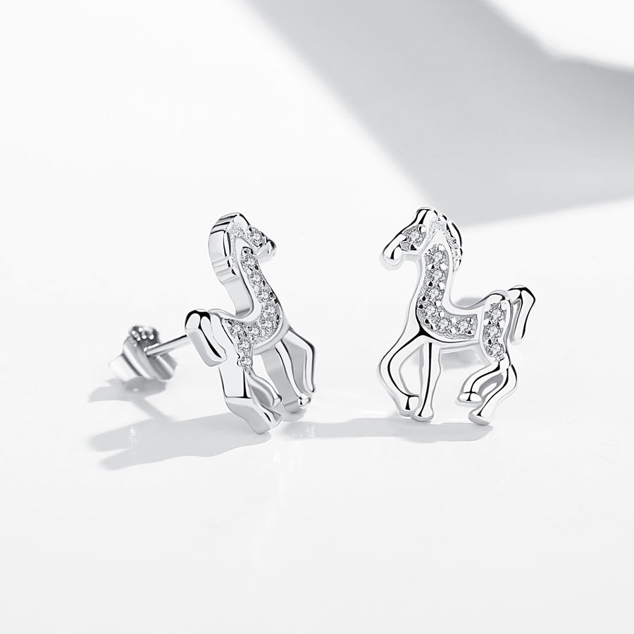 GE3026 925 Sterling Silver Horse Stud Earring