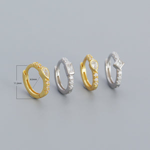 YHE0476 925 Sterling Silver Classic Cubic Zirconia Hoop Earrings