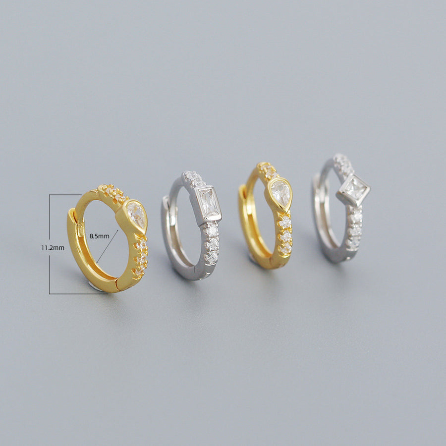YHE0476 925 Sterling Silver Classic Cubic Zirconia Hoop Earrings