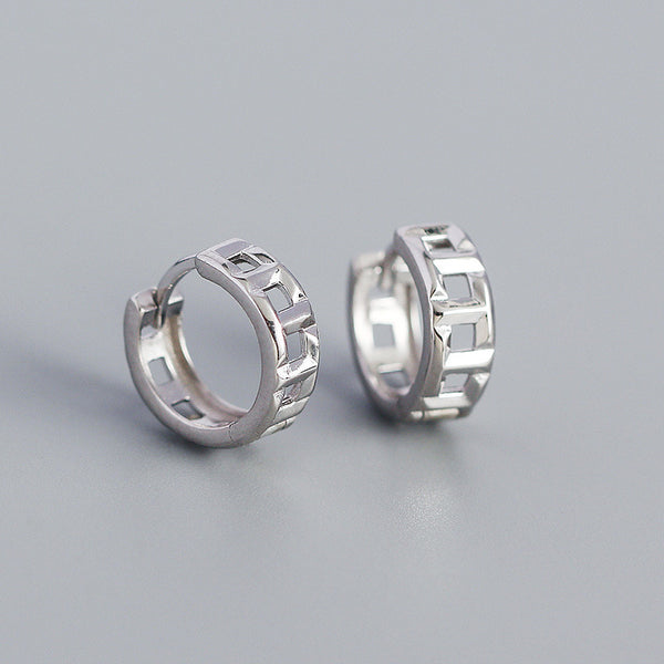 YHE0379 925 Sterling Silver T-shaped Hollow Earrings