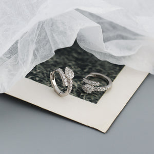 YHE0514 925 Sterling Silver Pave Cubic Zirconia Snake Mini Hoop Earrings