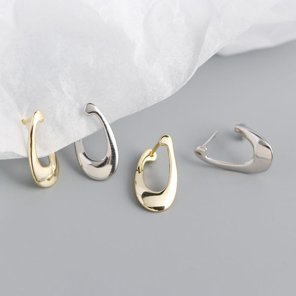 YHE0335 925 Sterling Silver Geometric French Light Luxury Irregular Earrings