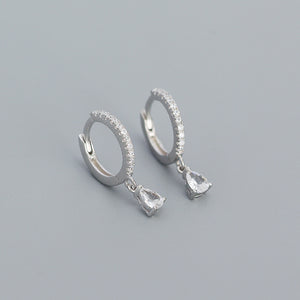 YHE0246 925 Sterling Silver Waterdrop Cubic Zirconia Dangle Earring