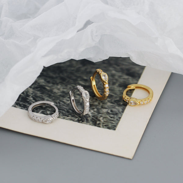 YHE0476 925 Sterling Silver Classic Cubic Zirconia Hoop Earrings