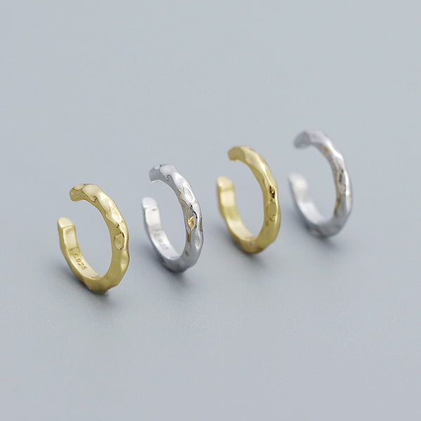 YHE0529 925 Sterling Silver Hammered Texture Women Ear Cuff