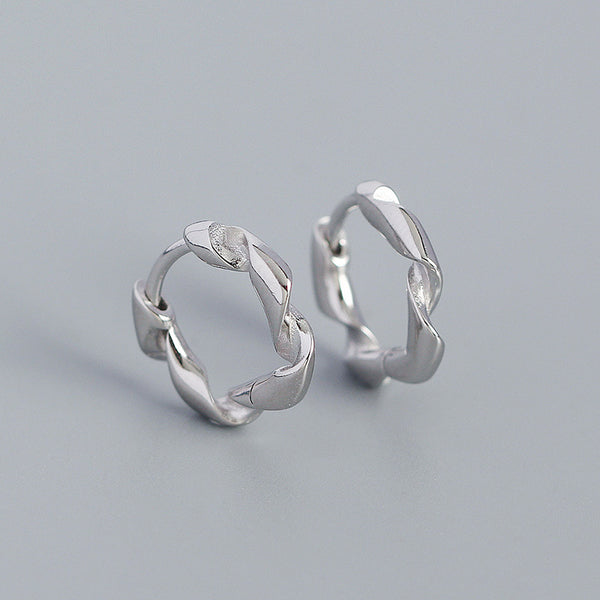 YHE0437 925 Sterling Silver Simple Twist Hoop Earring For Girls