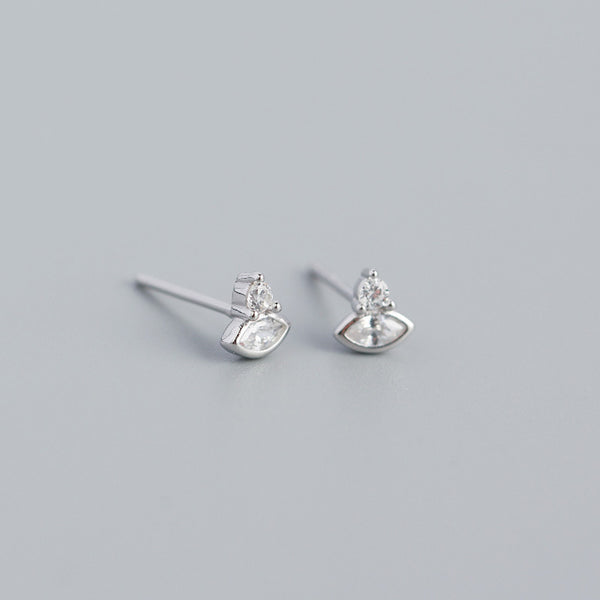 YHE0311 925 Sterling Silver CZ Geometric Marquise Stud Earrings