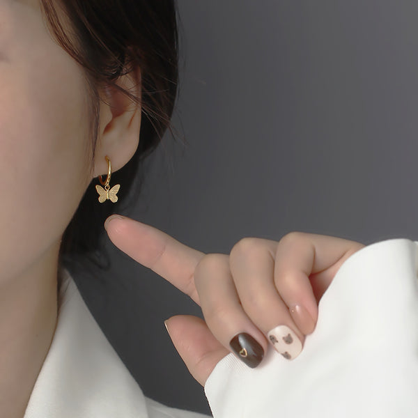 YHE0450 925 Sterling Silver Women Butterfly Dangle Earrings