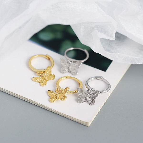 YHE0450 925 Sterling Silver Women Butterfly Dangle Earrings