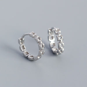 YHE0451 925 Sterling Silver Strap Chain C-shaped Open Circle Earring