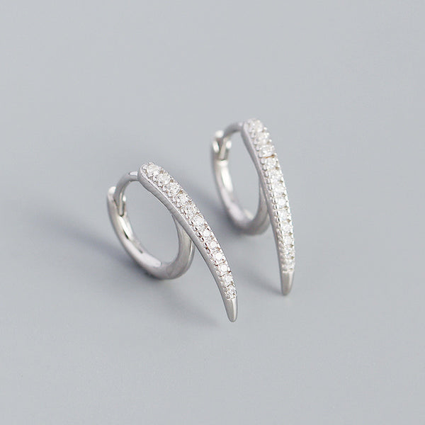 YHE0395 925 Sterling Silver Pave Sparkle Hoop Earring