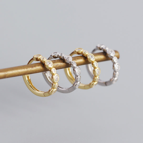 YHE0364 925 Sterling Silver Boutique Cubic Zirconia Hoop Earring