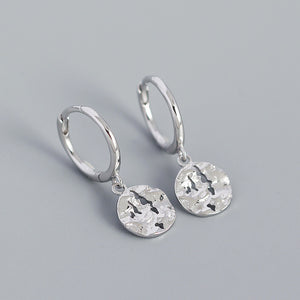 YHE0435 925 Sterling Silver Irregular Hammered Dangle Earring For Girls
