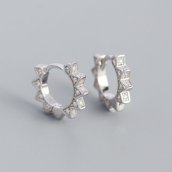 YHE0392 925 Sterling Silver Punk Spike Rivet Earring For Girls