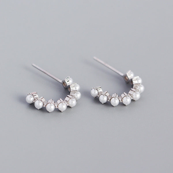 YHE0361 925 Sterling Silver Freshwater Pearl Hoop Earring