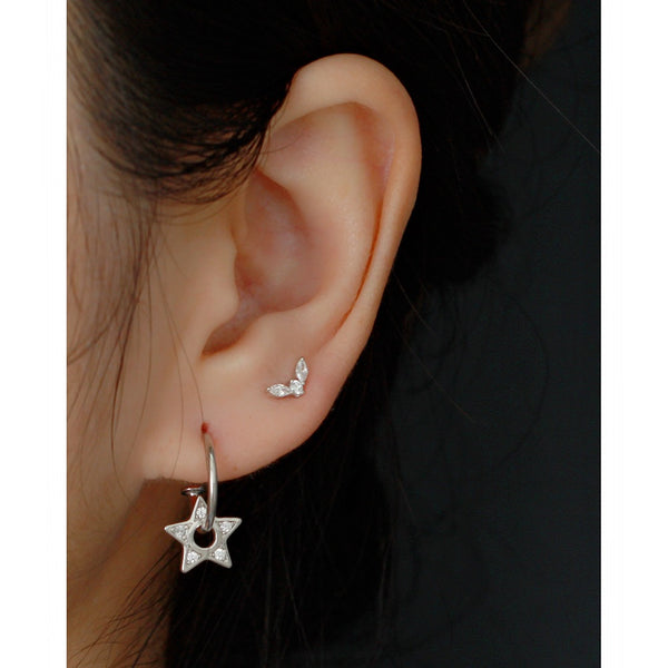 YHE0537 925 Sterling Silver Minimalist Marquse Cubic Zirconia Barbell Stud Earrings