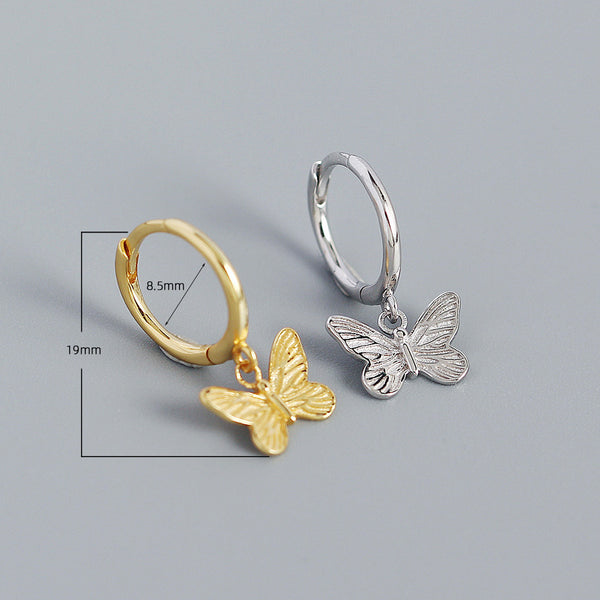 YHE0450 925 Sterling Silver Women Butterfly Dangle Earrings