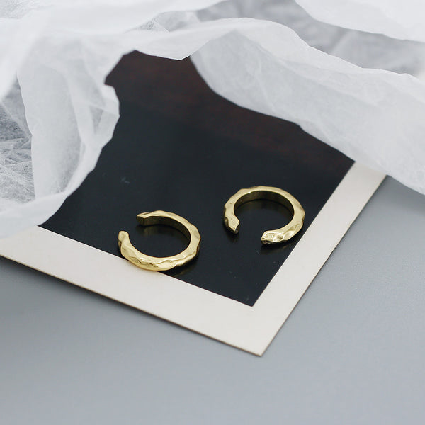 YHE0529 925 Sterling Silver Hammered Texture Women Ear Cuff