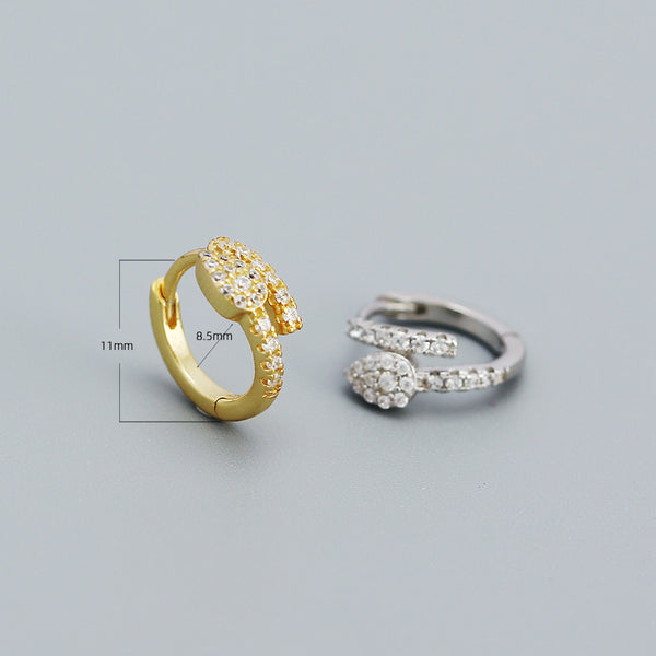 YHE0514 925 Sterling Silver Pave Cubic Zirconia Snake Mini Hoop Earrings