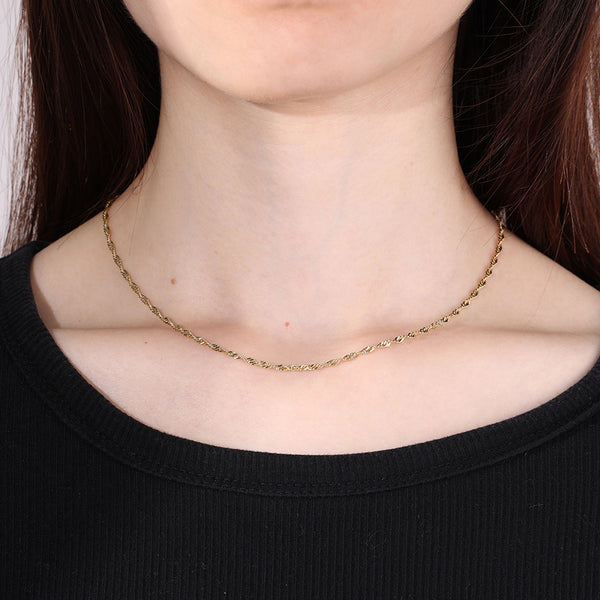 FX0891 925 Sterling Silver Singapore Chain Necklace