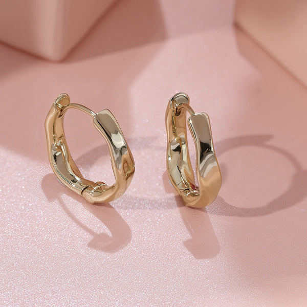 FE1978 925 Sterling Silver Faceted Twist Hoop Earrings