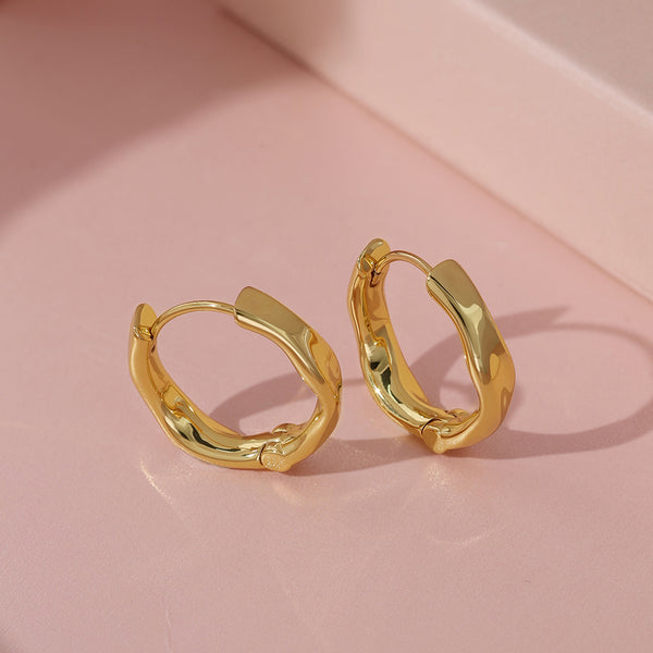 FE1978 925 Sterling Silver Faceted Twist Hoop Earrings