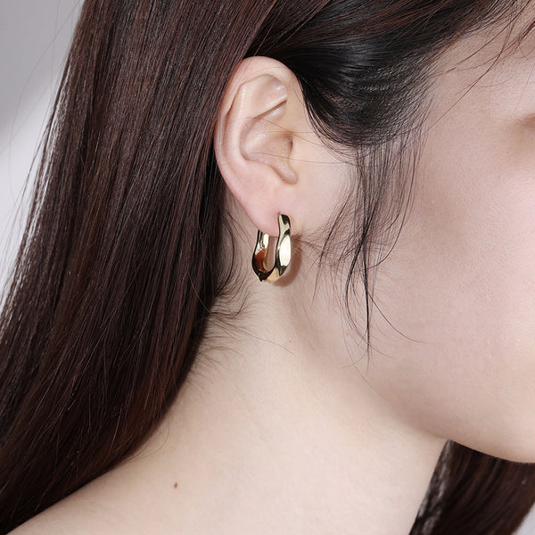 FE1978 925 Sterling Silver Faceted Twist Hoop Earrings