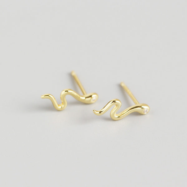 YHE0181 925 Sterling Silver Wiggly Snake Women Stud Earring