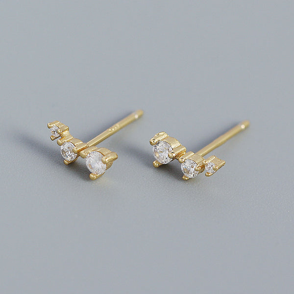 YHE0453 925 Sterling Silver Minimalist CZ Stud Earring
