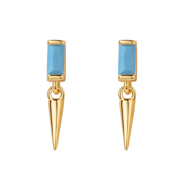 YHE0528 925 Sterling Silver Minimalist Baguette Cubic Zirconia Rivet Stud Earrings