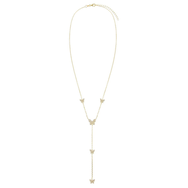 FX0377 925 Sterling Silver Butterfly Drop Necklace